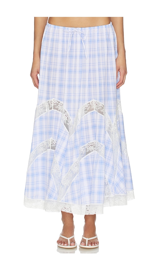 Yuhan Wang Lace Trim Check Maxi Skirt
