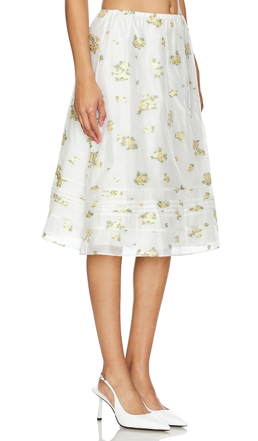 Shop Yuhan Wang Midi Skirt In Yellow Florals