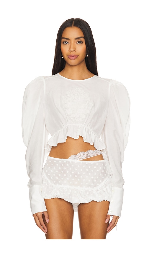 Shop Yuhan Wang Rose Embroidered Blouse In White