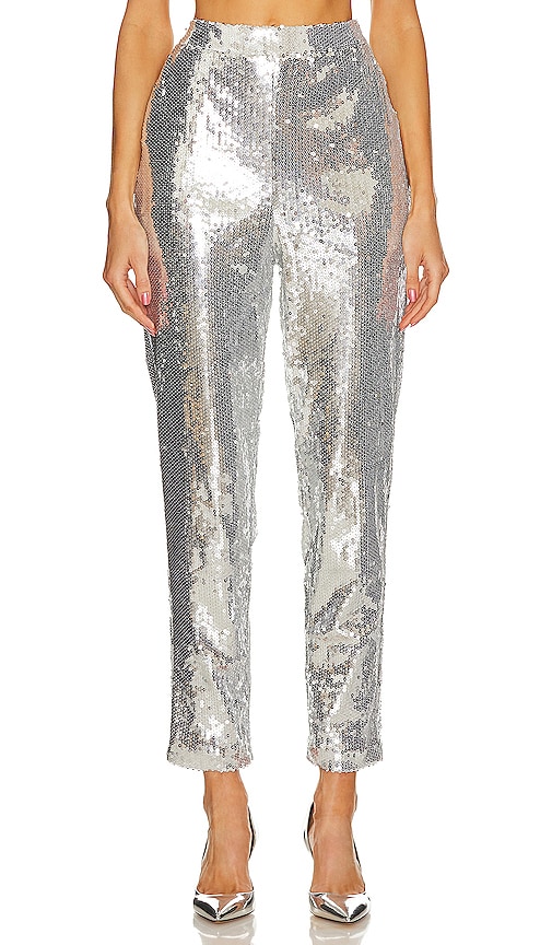 Yumi Kim Sochi Trouser In Silver Sequin