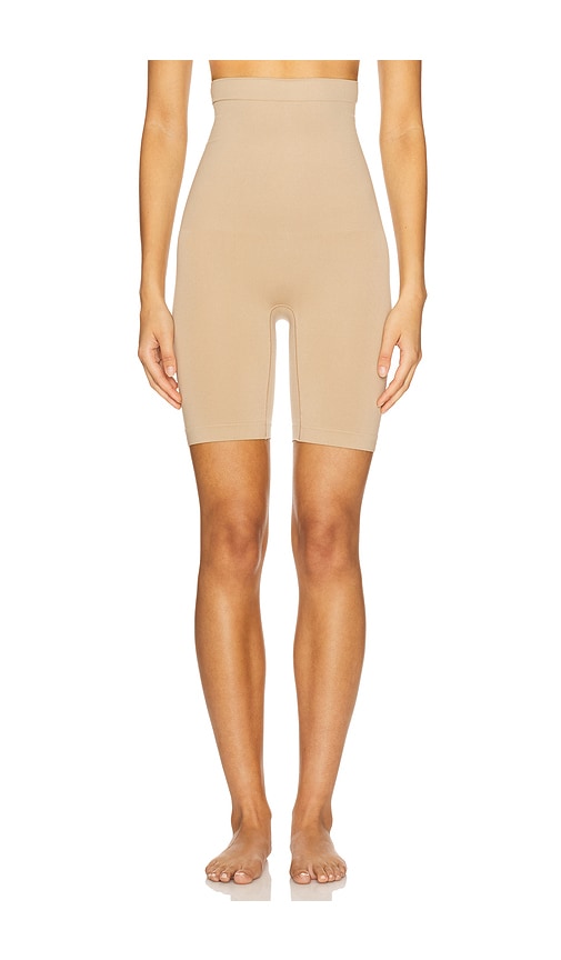 Yummie Seamless Solutions High Waist Thigh Shaper In Beige