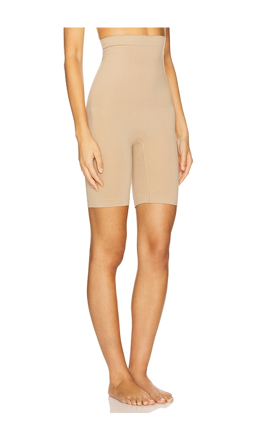 Yummie Seamless Solutions High Waist Thigh Shaper In Beige