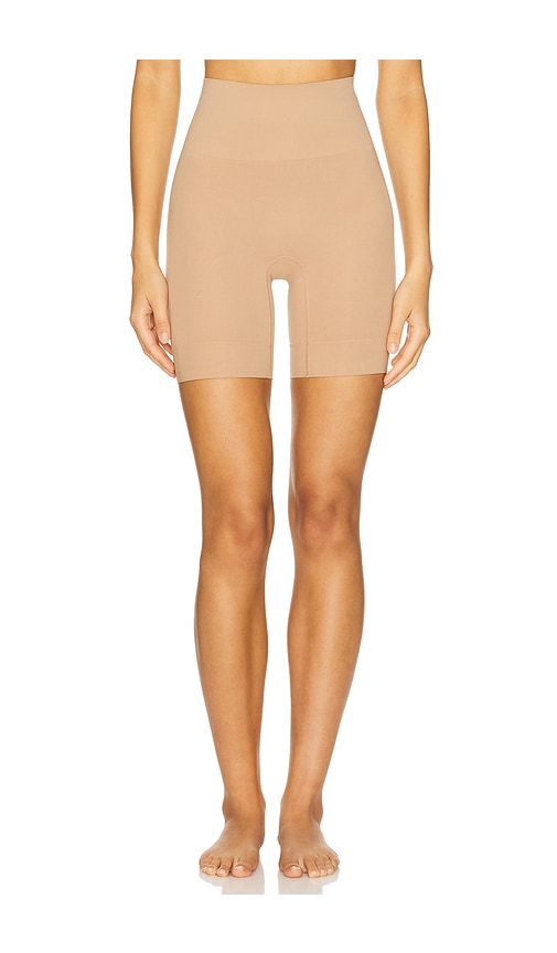 Yummie Brigitte Mid Waist Thigh Shaper In Beige