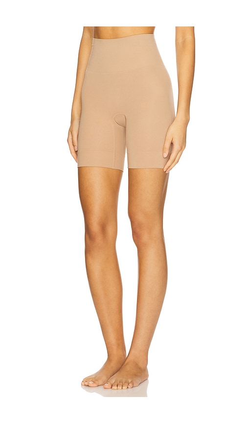 Yummie Brigitte Mid Waist Thigh Shaper In Beige
