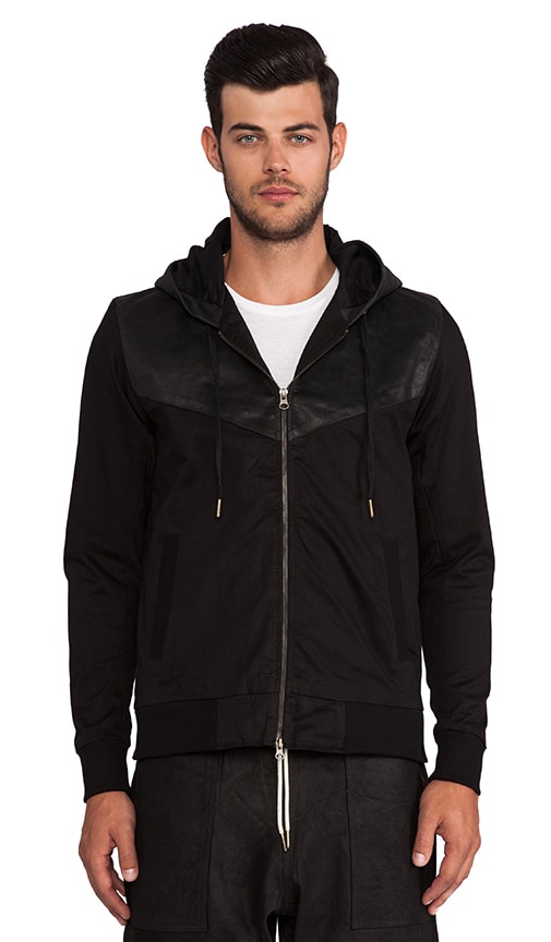 Zanerobe Track Hoody in Black & Leather | REVOLVE