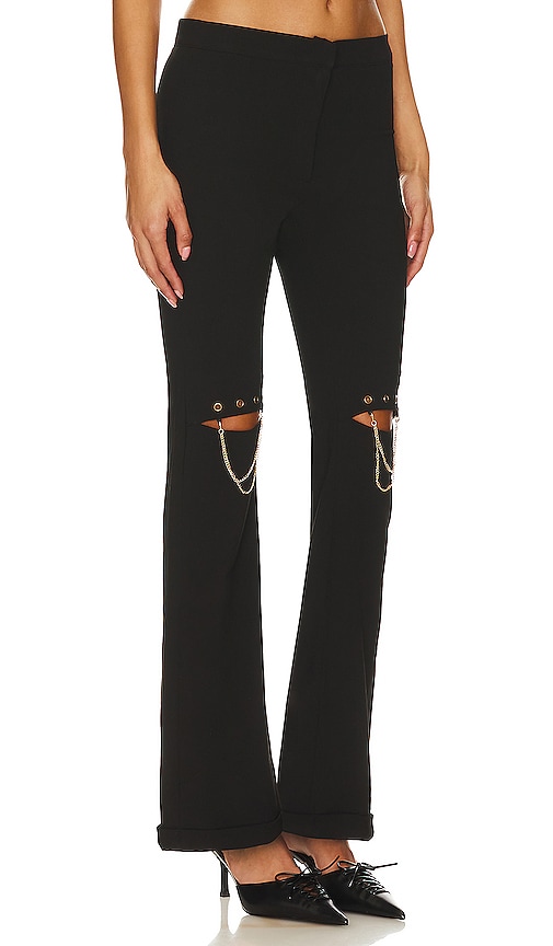 Shop Zemeta Slit Knee Chain Pants In Black
