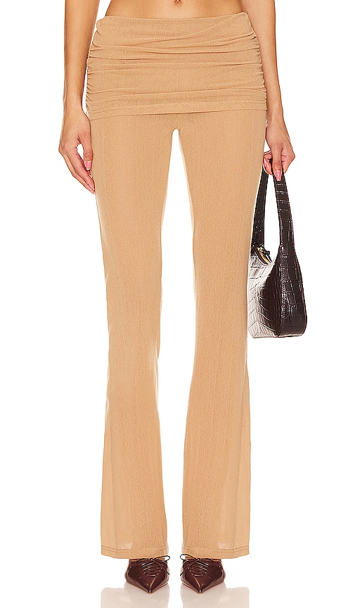 Shop Zemeta Carrie Mesh Skirt Pants In Tan