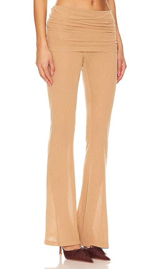 Shop Zemeta Carrie Mesh Skirt Pants In Tan