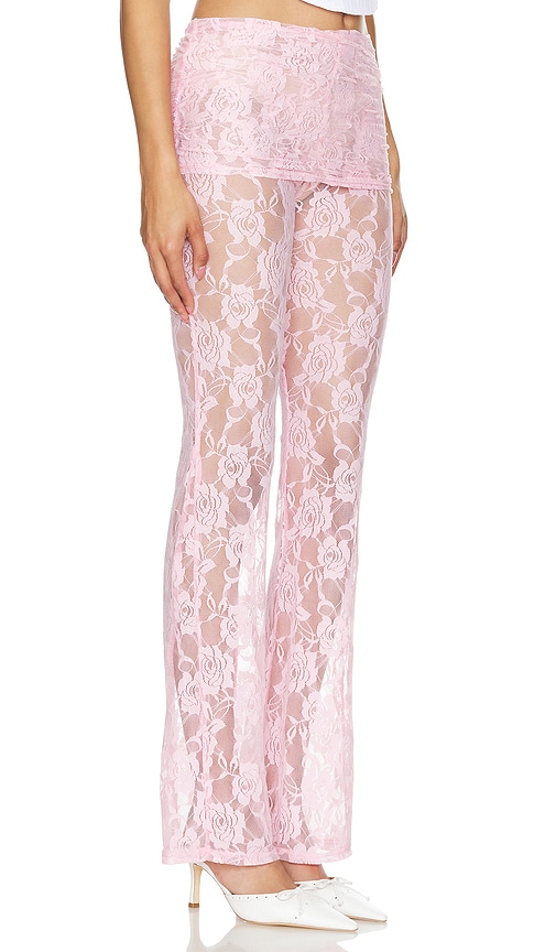 Shop Zemeta Flower Mesh Skirt Pants In Pink