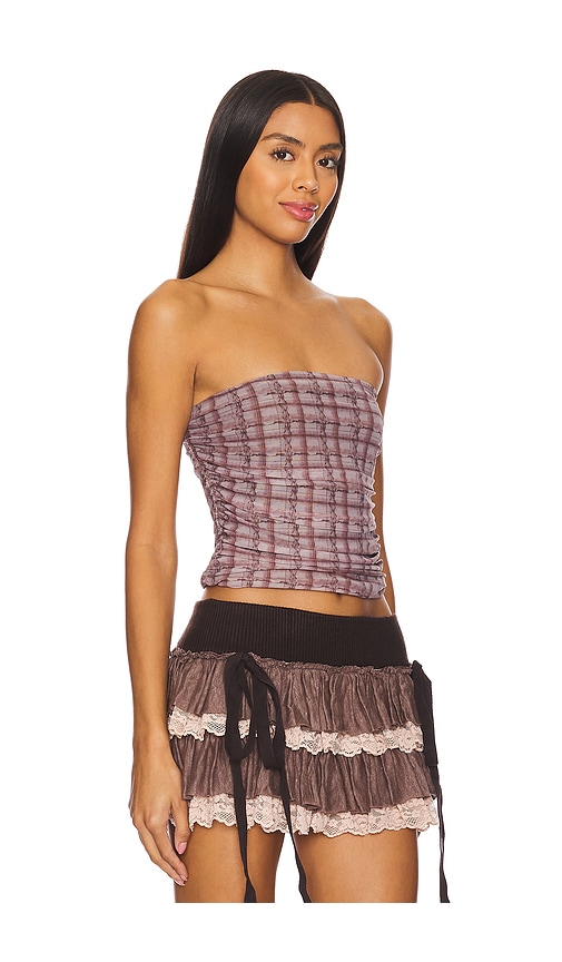 Shop Zemeta Checkered Tube Top In Pink & Brown