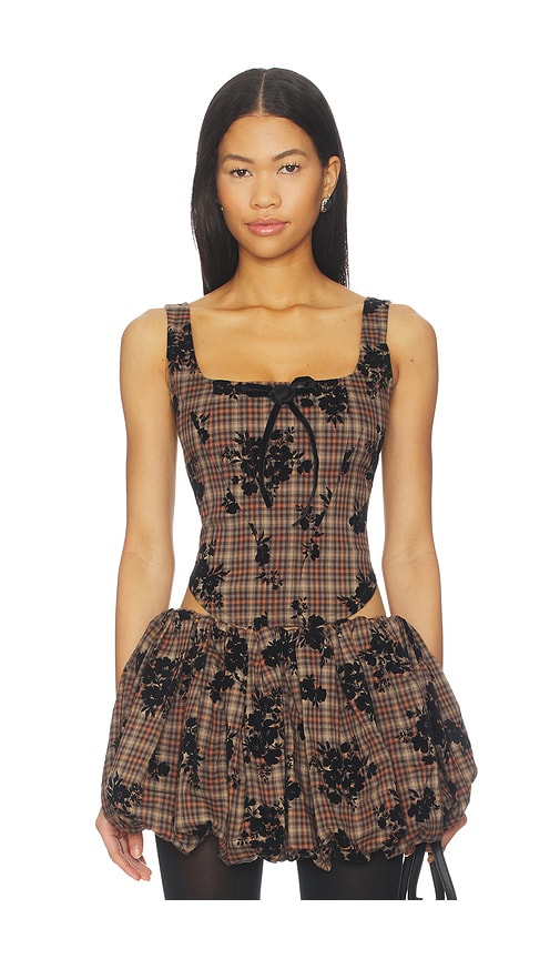 Zemeta Classy Check Corset Top In Multi