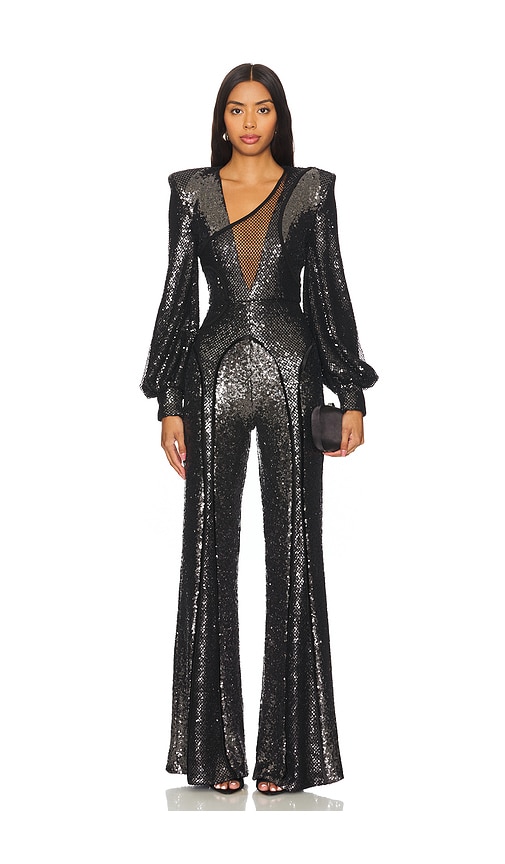 Perfume Exotico Jumpsuit in Metallic Silver. - size 6 (also in 8) - Zhivago - Modalova