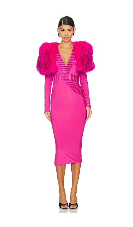 Zhivago The Heiress Faux Fur 2 Piece Dress In Damask