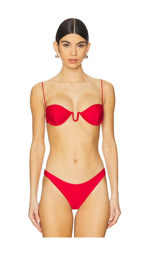 Fine Strap Wire Balconette Top by Ziah in Vermilion Red