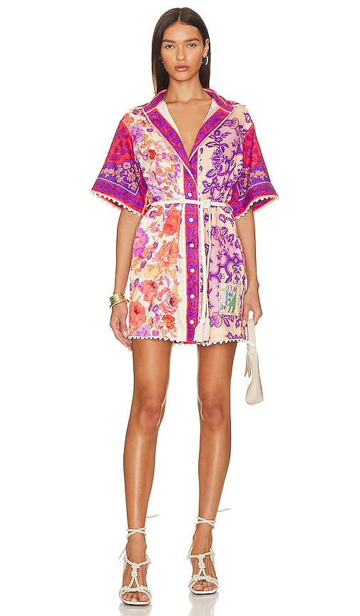 Zimmermann Raie Shirt Dress in Purple & Red | REVOLVE