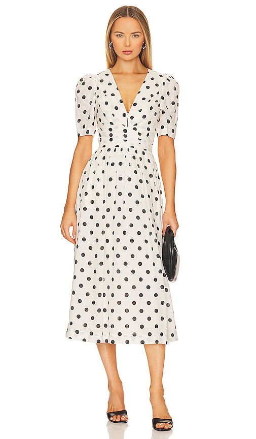 Zimmermann ROBE MI LONGUE en Cream Black Dot REVOLVE