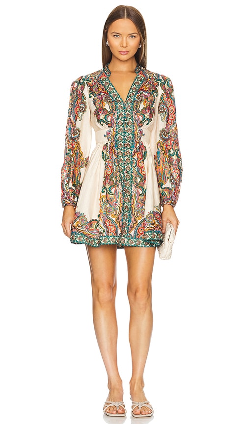 【Zimmermann】Ottie Plunge paisley linen minidress Zimmermann Ottie Plunge Mini Dress in Multi Paisley | REVOLVE