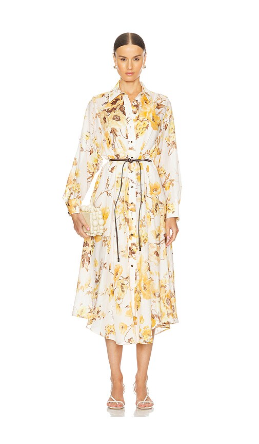 【Zimmermann】OTTIE TUCK SHIRT DRESS シャツ ミディドレス Zimmermann Ottie Tuck Shirt Dress in Orange Floral | REVOLVE