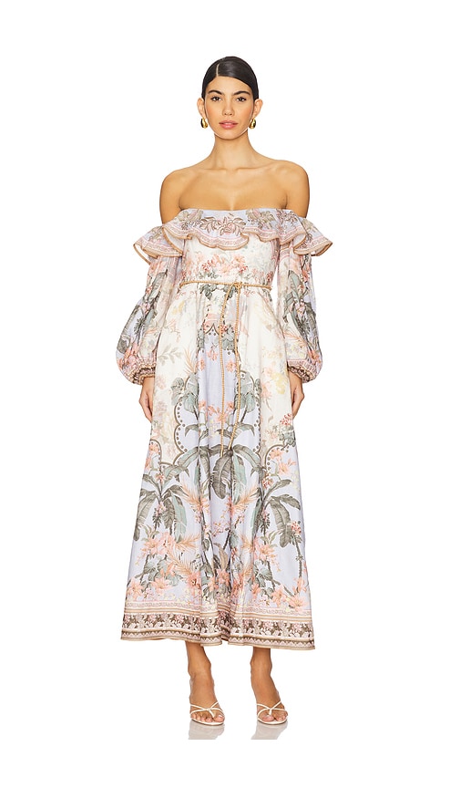 Zimmermann Wylie Off-Shoulder Midi Dress in Blue Floral | REVOLVE