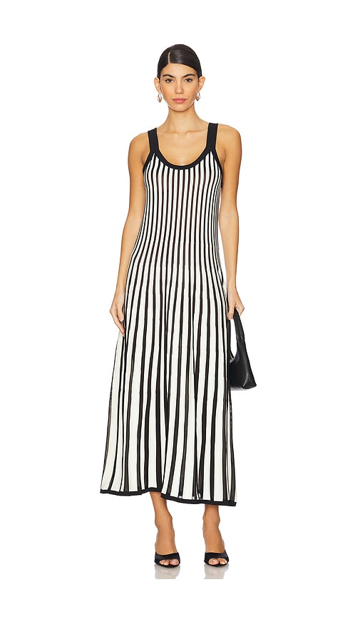 Zimmermann Wylie Stripe Knit Tank Dress in Black & Cream