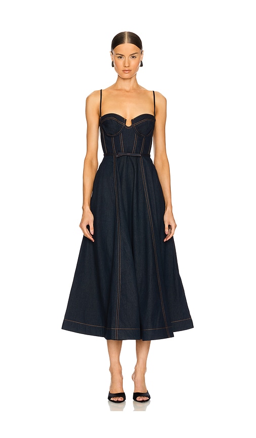 Zimmermann Crush Denim Corset Dress in Night Sky