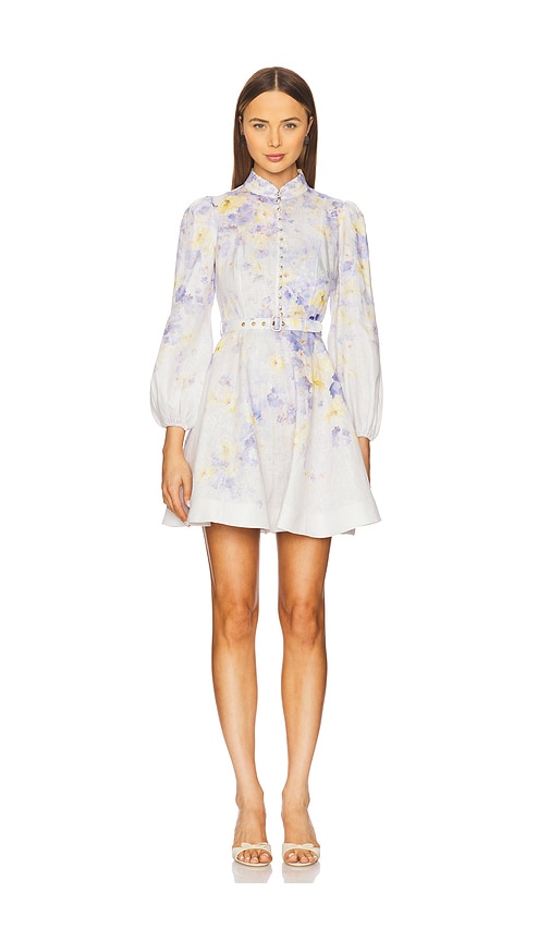 Zimmermann Crush Buttoned Mini Dress in Lilac Floral