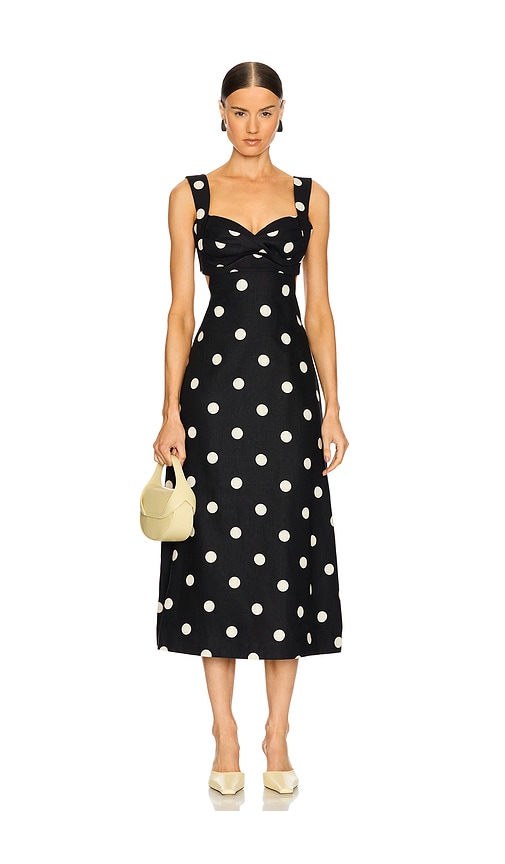 Zimmermann Crush Midi Dress in Black & Cream Dot