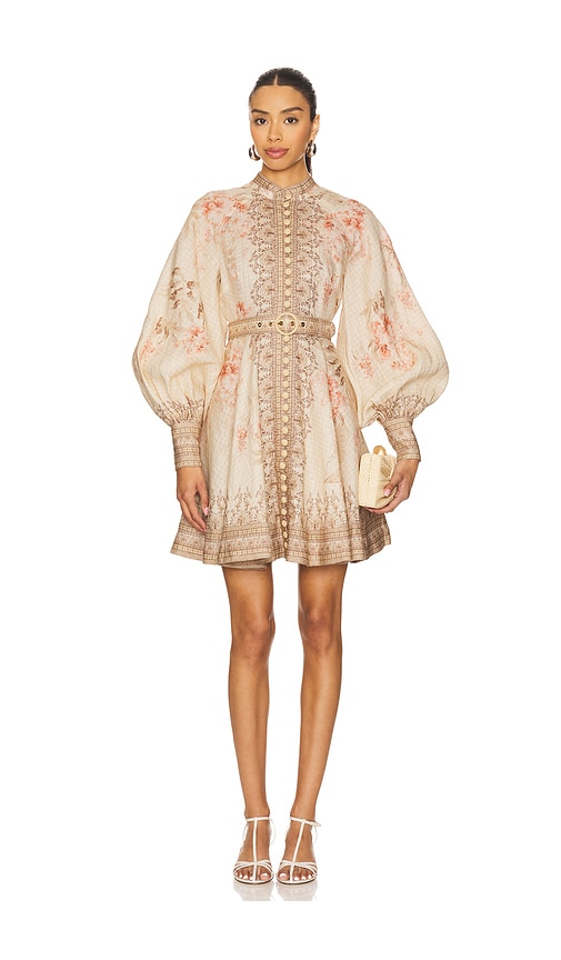 Zimmermann Illuminate Buttoned Mini Dress in Coral Floral
