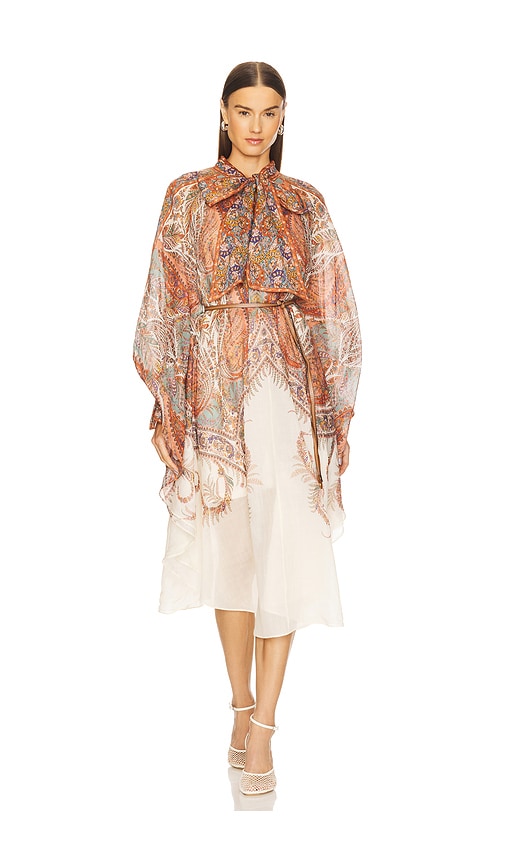 Zimmermann Rhiannon Tie Neck Midi Dress in Cream Paisley
