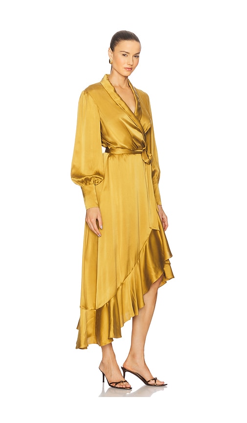 Zimmermann Silk Wrap Midi Dress In Green