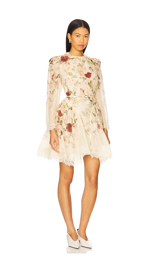 Zimmermann Womens Cream Cascade Hypnotic Lace Linen And Silk Mini Dress In Neutral