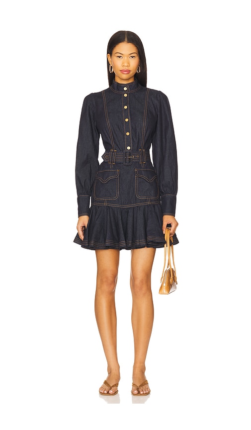 Zimmermann Bow-detail Cotton Denim Minidress In Black