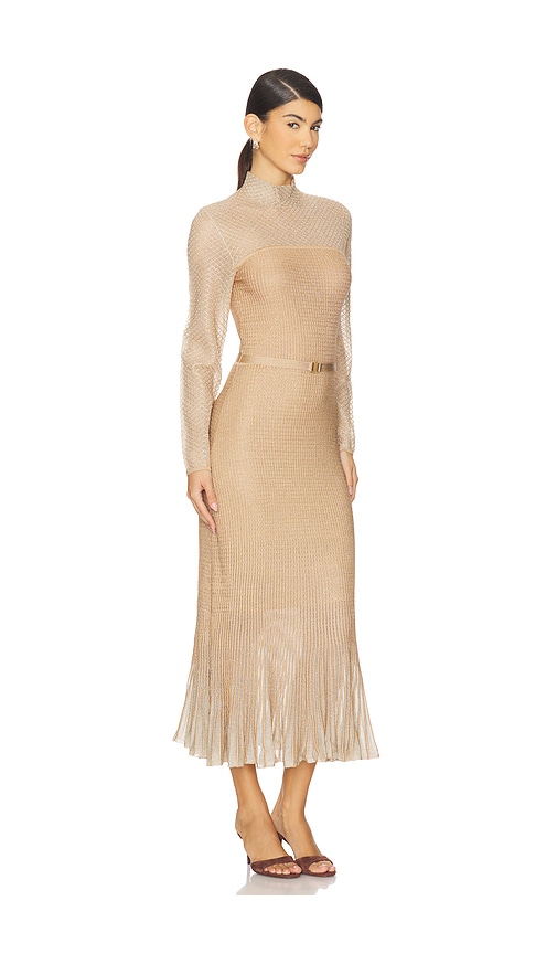 Zimmermann Metallic Midi Dress In Neutral