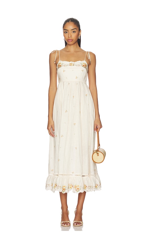white christmas dresses Dakota | Lemon Puff-Sleeve Midi Dress