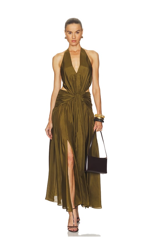 olive green summer maxi dress One and Only Collective Satin Maxi Dress Olive / S main image 1