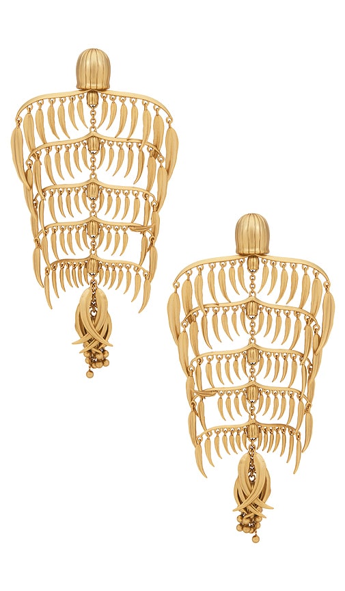 Zimmermann Mira Chandelier Earring in Metallic Gold.