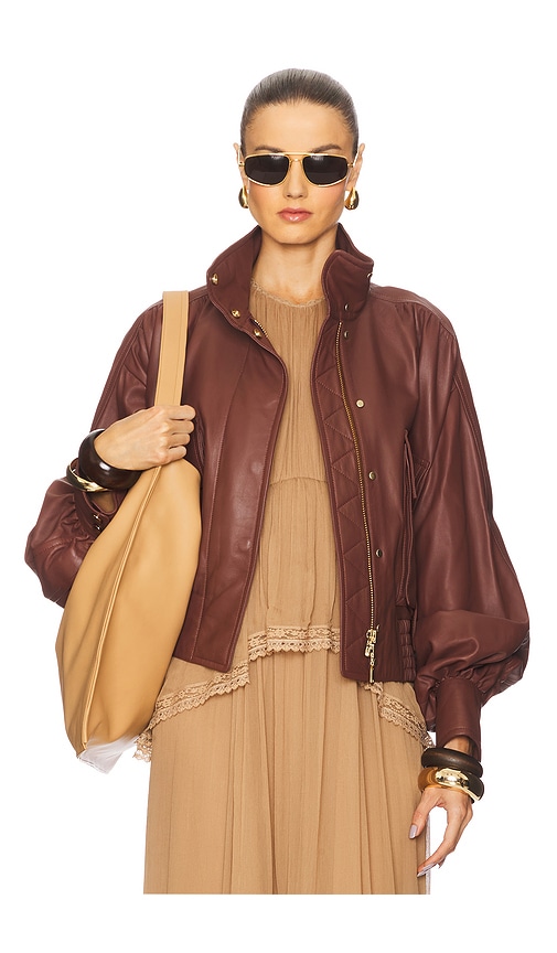 Zimmermann Leather Biker Jacket In Brown