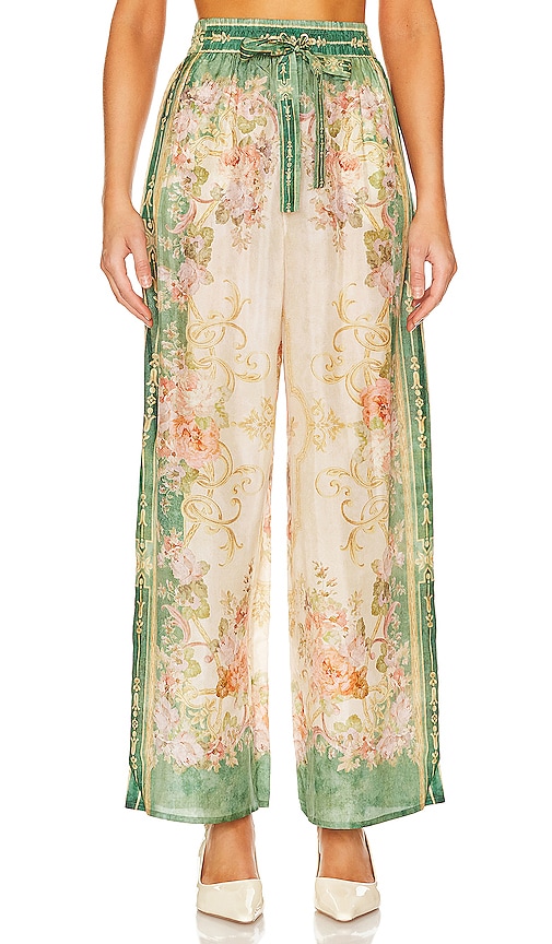 Zimmermann August Relaxed Pant in Khaki Floral