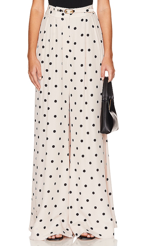 Zimmermann Double Tuck Pant in Buff With Black Dot