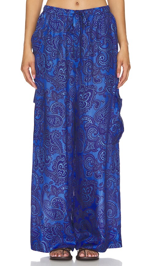 Zimmermann Ottie Relaxed Pant in Blue Paisley