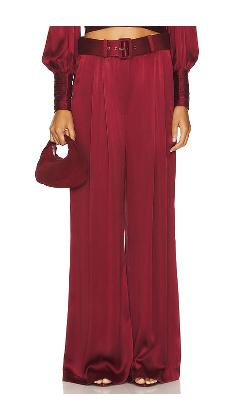 Zimmermann Silk Tuck Pant in Burgundy | REVOLVE