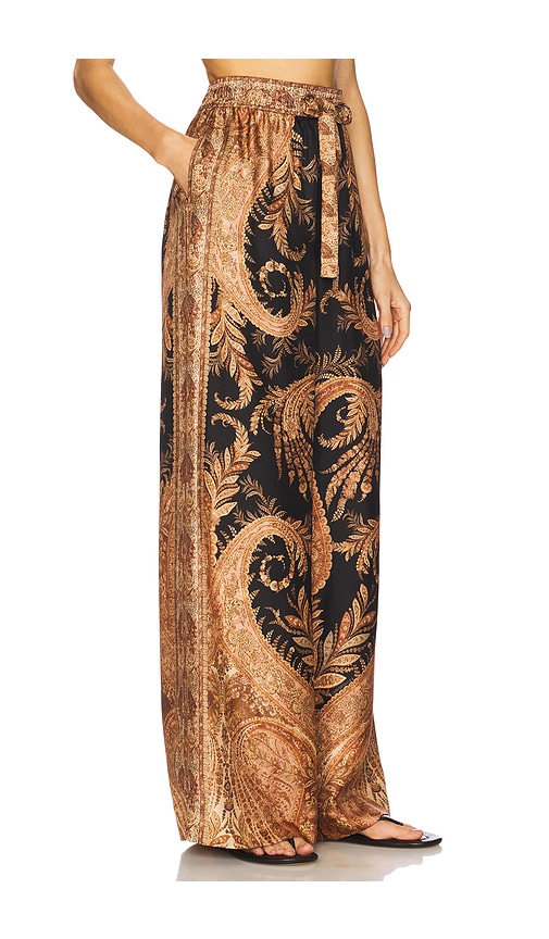 Zimmermann Wide-leg Trousers With Intricate Baroque Print And Adjustable Waistband