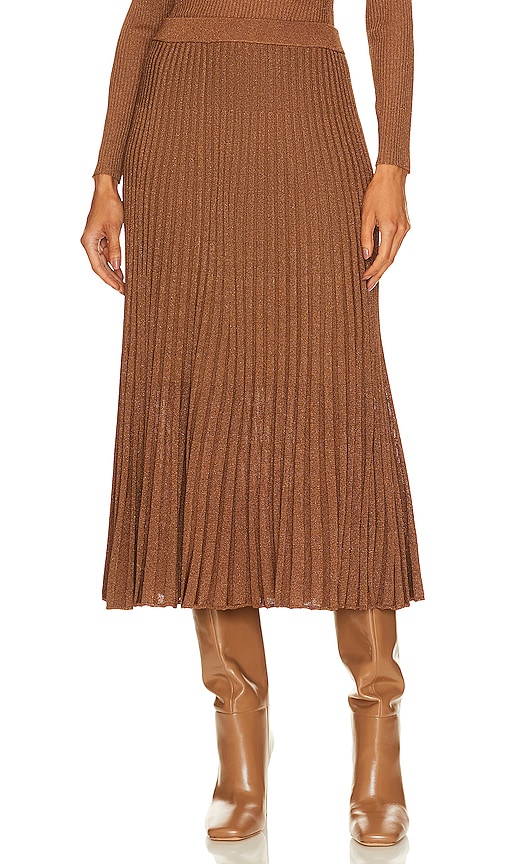 Zimmermann Lurex Midi Skirt in Tan