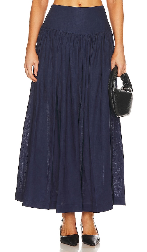 Zimmermann Alight Basque Midi Skirt in Dark Navy