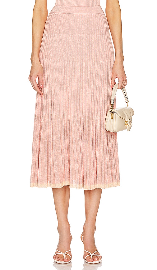 Zimmermann Metallic Midi Skirt in Peach