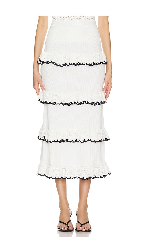 【Zimmermann】HALLIDAY SCALLOP FRILL SKIRT フリルスカート Zimmermann Halliday Scallop Frill Skirt in Black & Ivory
