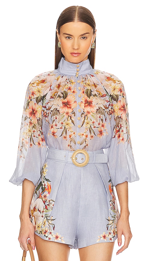 Zimmermann Lexi Billow Blouse in Blue Palm | REVOLVE