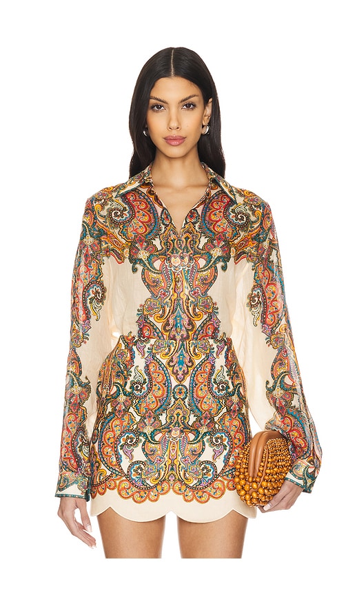 Tシャツ・カットソー Zimmermann Printed ramie oversize Ottie shirt ZIMMERMANN Ottie oversized paisley-print ramie shirt | NET-A