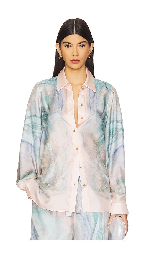 Zimmermann Illuminate Relaxed Shirt in Blue Agate