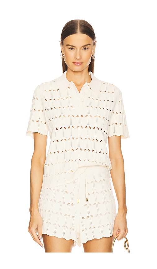 Zimmermann Rhiannon Pointelle Polo in Cream